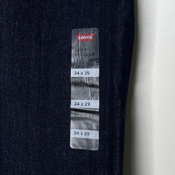 Levi’s NWT 505 Regular Fit Men's Red Tab Straight Blue Denim Jeans Size 34x29 - Picture 5 of 8